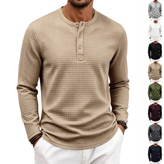Herren Strukturiertes Waffel-Thermalshirt mit Henley-Knopfleiste und gerundetem Saum Shop Nory