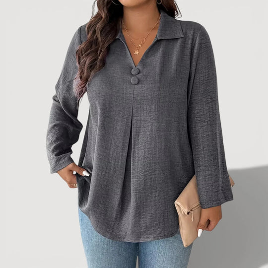 Damen Eleganter Langarmshirt mit Knopfdetails