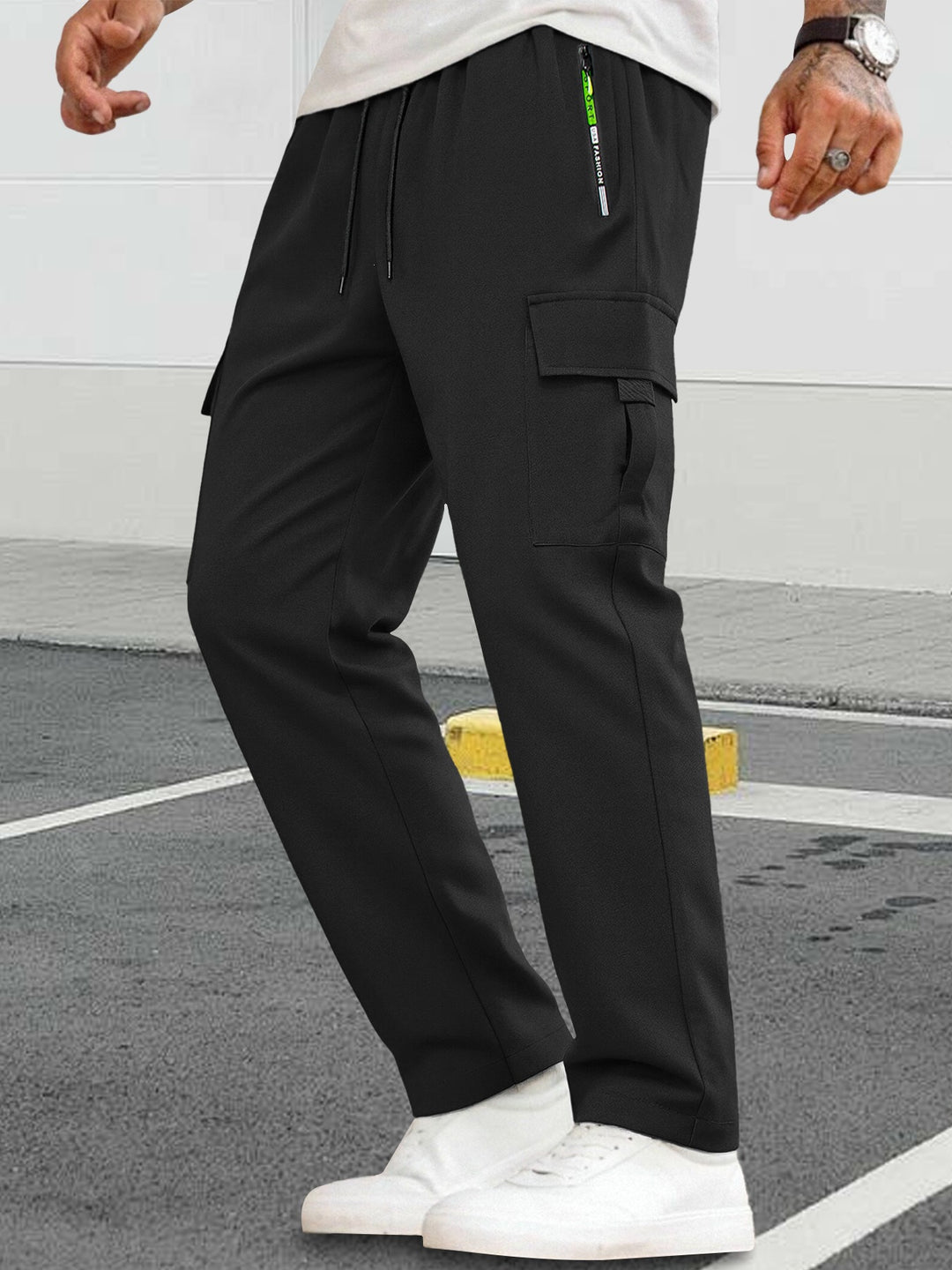 Herren Tapered-Cargo-Jogginghose mit verdecktem Tunnelzug, Zip‑Tasche & Utility‑Klappe Shop Nory