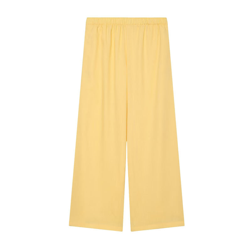 Damen Weite Palazzo-Hose mit elastischem Bund und fließendem Leinenmix Shop Nory