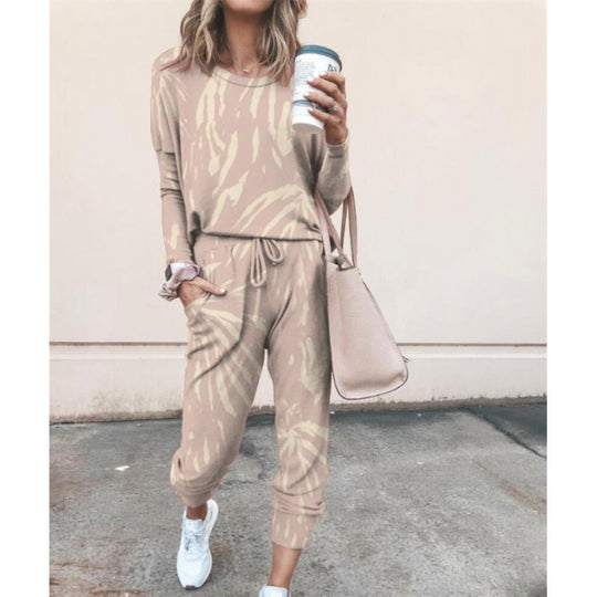 Damen Lässiger Tie-Dye Lounge-Jumpsuit mit Kordelzug und Eingrifftaschen Shop Nory