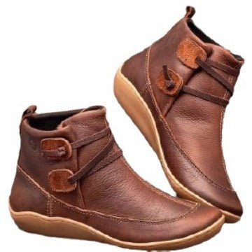 Damen Komfortable Leder-Stiefeletten mit Klettverschluss und dämpfender Gummisohle Shop Nory