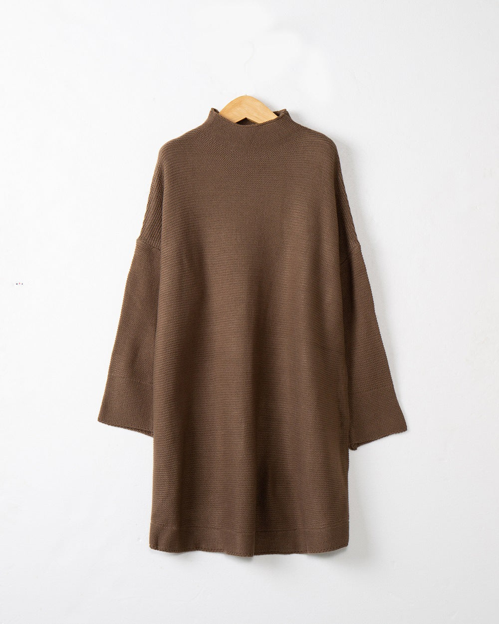 Damen Oversize Strick-Tunika mit kurzem Stehkragen und überschnittener Schulter Shop Nory