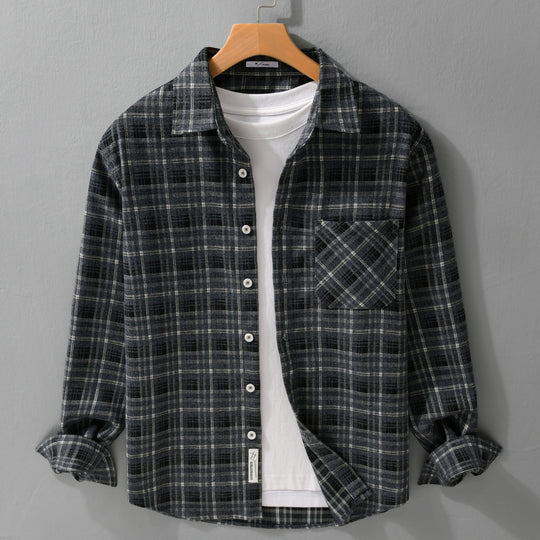 Herren Karierter Flanell-Überhemd mit softer Struktur und aufgesetzter Brusttasche Shop Nory