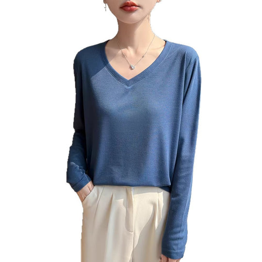 Damen Leichtes V-Ausschnitt-Feinstrick-Longsleeve Shop Nory