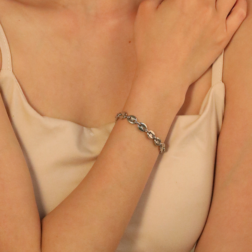 Damen Edelstahl Gliederarmband mit hochwertigem Design und individuellem Verlängerungsverschluss Shop Nory