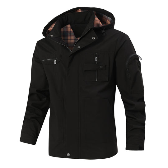 Herren Wasserabweisender Softshell-Parka mit Kapuze, reflektierenden Einsätzen und Multifunktionstaschen Shop Nory