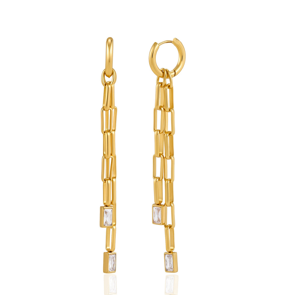 Damen Ohrhänger mit elegantem Ketten-Design und funkelnden Zirkonia Shop Nory