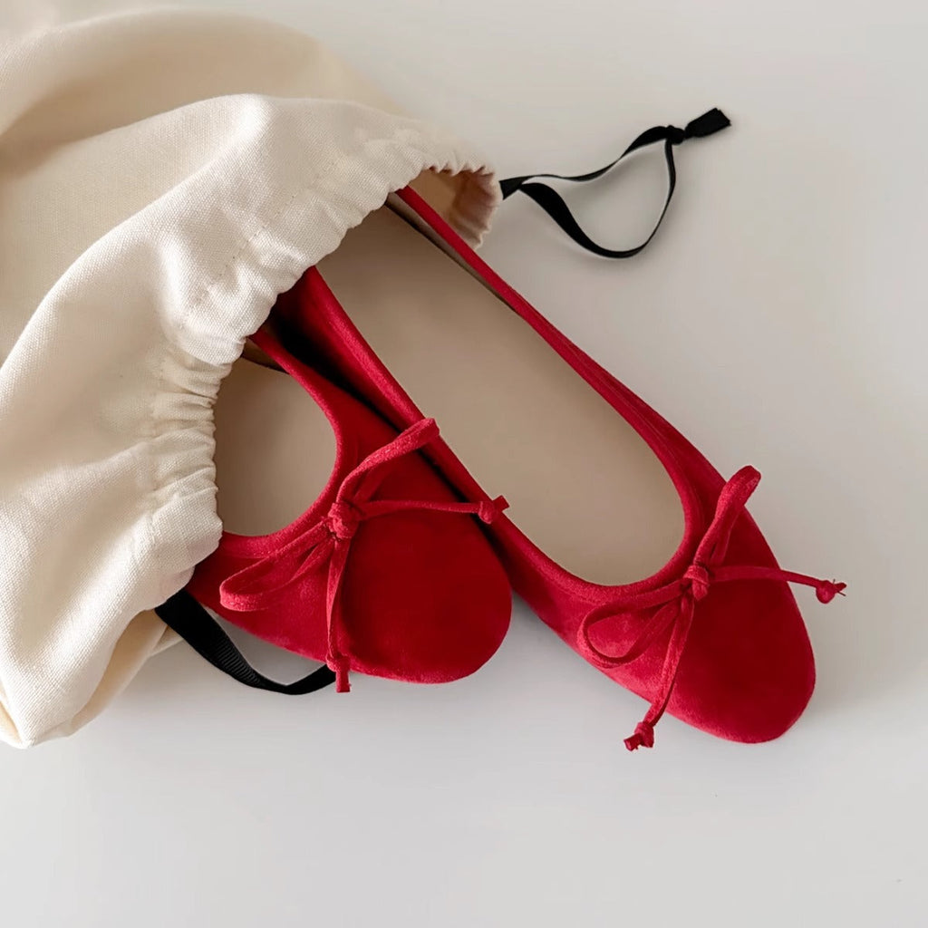 Damen Ballerinas mit zartem Schleifen-Detail und hochwertigem Wildleder