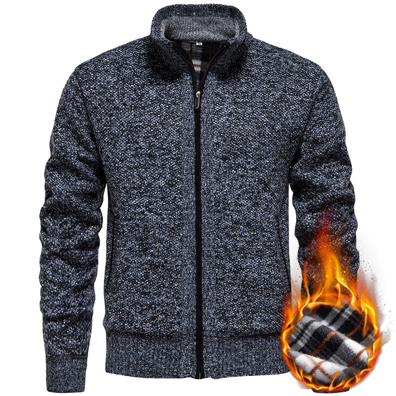 Herren Strickjacke mit hohem Kragen und praktischem Reißverschluss Shopnory