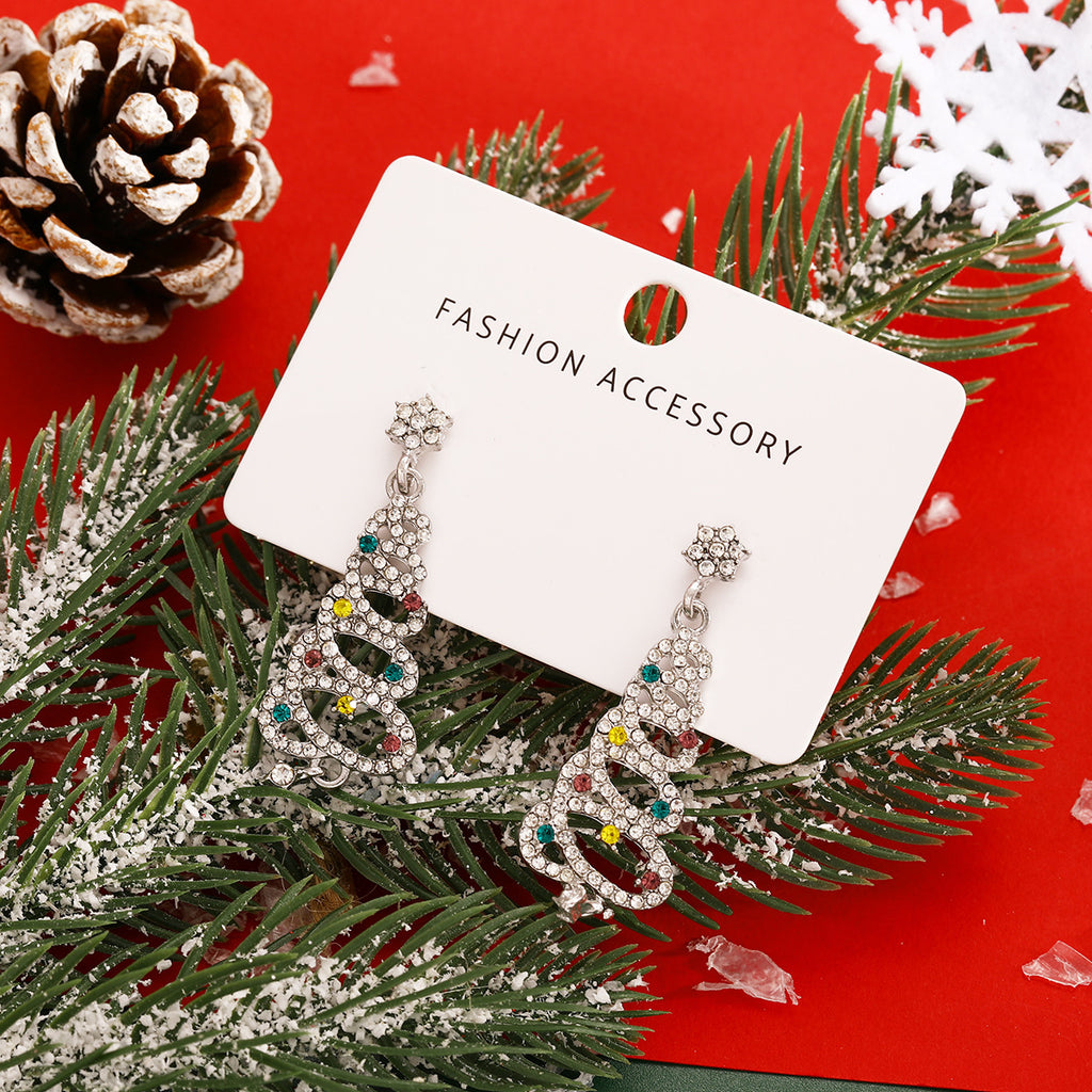Damen Ohrringe im festlichen Baum-Design mit bunten Strasssteinen Shop Nory