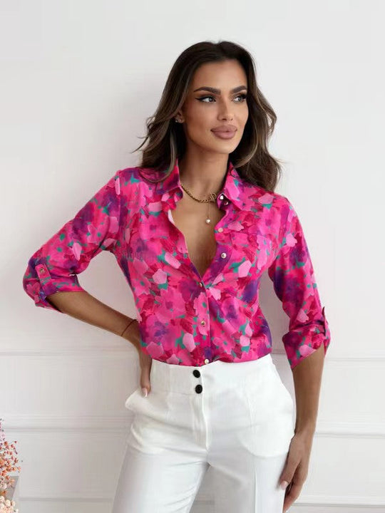 Damen Bluse mit floralen Akzenten und lässigem Schnitt