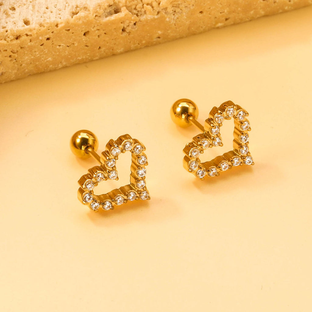 Damen Ohrstecker mit herzförmigem Design und funkelnden Kristallen Shop Nory