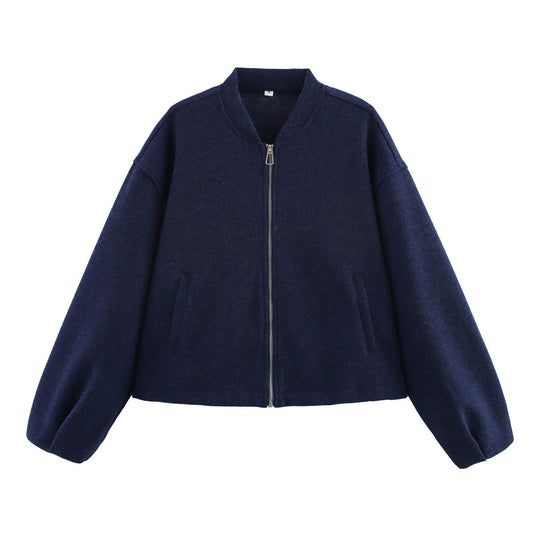 Damen Boxy Wollmix-Zipjacke mit kurzem Saum und Tunnelzug Shop Nory