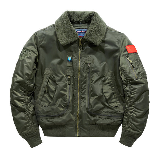Herren Bomberjacke im Fliegerstil mit Sherpa-Kragen und multifunktionalen Reißverschlusstaschen Shop Nory