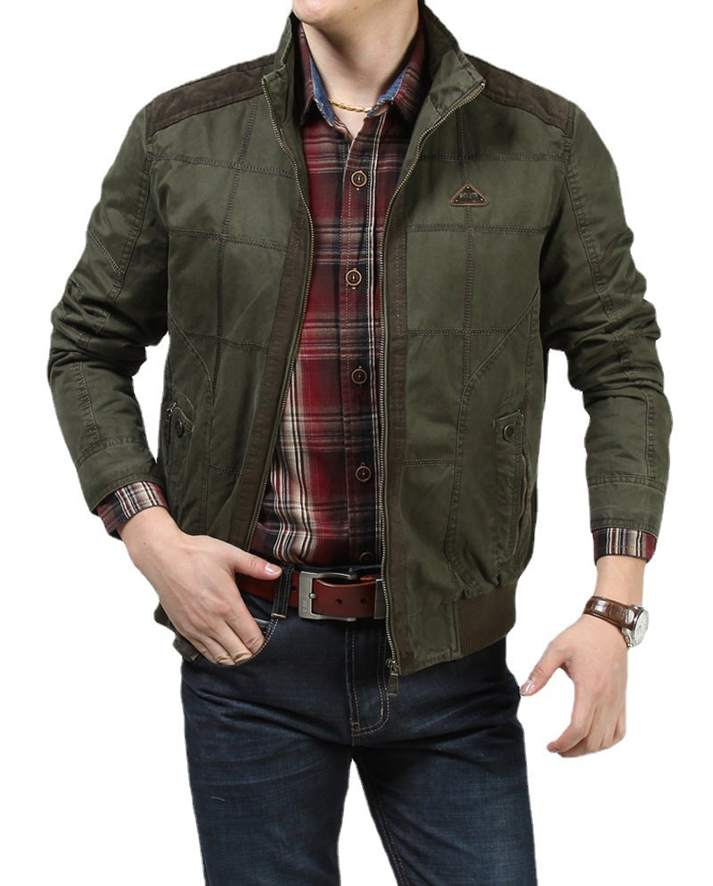 Herren gesteppte Bomber-Feldjacke mit Stehkragen und Rippbündchen Shop Nory