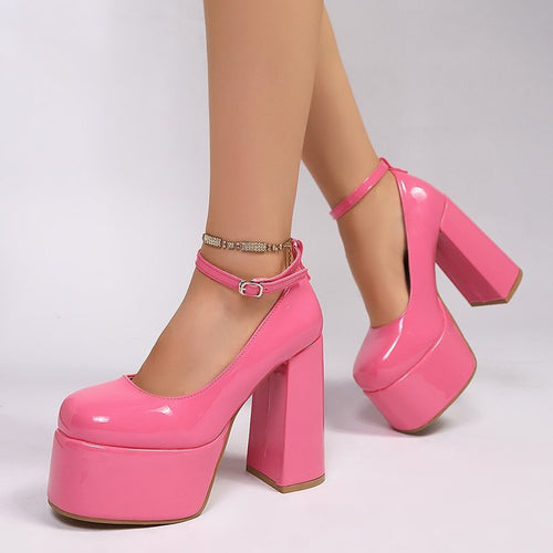 Damen Plateau-High Heels mit schickem Riemendesign
