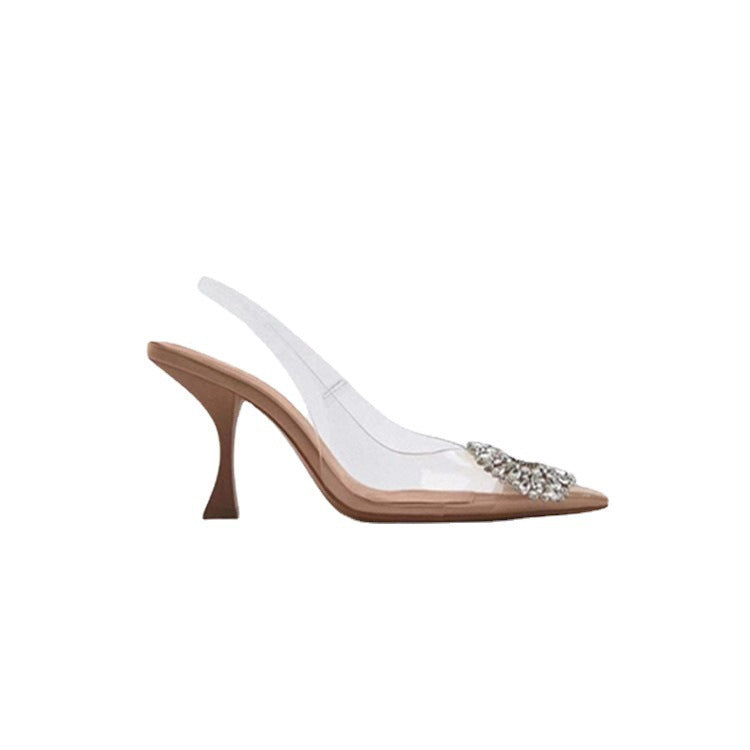 Damen transparente Pumps mit glamourösen Kristalldetails