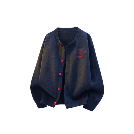 Damen Kuscheliger Grobstrick Cardigan mit Herz-Knöpfen Shop Nory