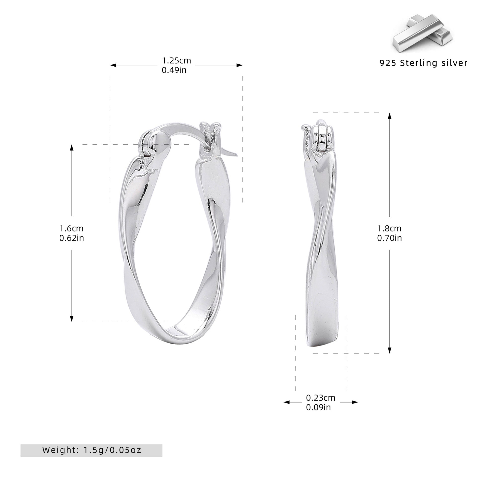 Damen Ohrhänger mit elegantem geschwungenem Design aus hochwertigem 925 Sterling Silber Shop Nory