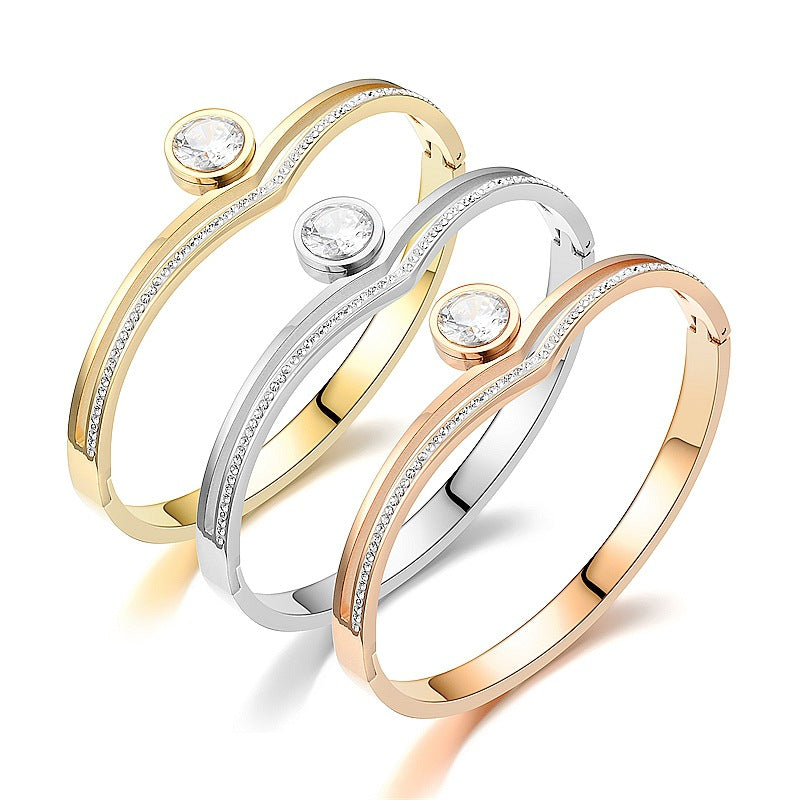 Damen Ring mit funkelndem Kristall und eleganter Struktur Shop Nory