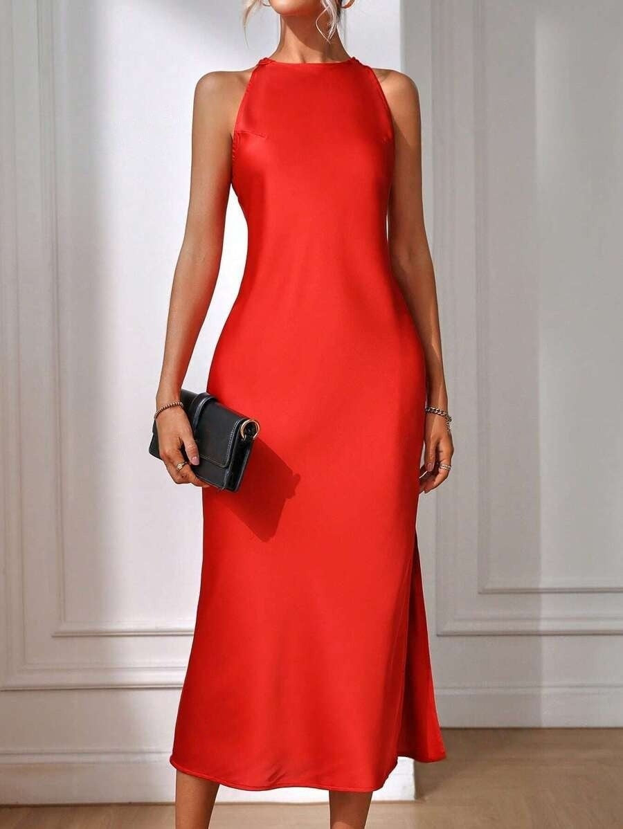 Damen Elegantes Maxikleid mit schmalem Träger und körpernahem Schnitt Shopnory