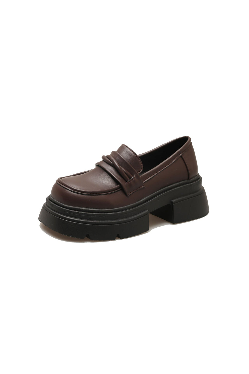Damen Modische Loafers mit glänzender Oberfläche und robustem Plateau
