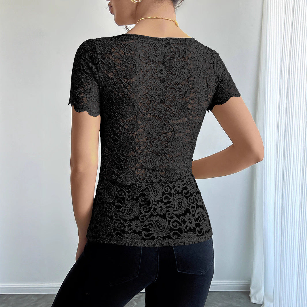 Damen Spitzenbody mit eleganten Abschluss