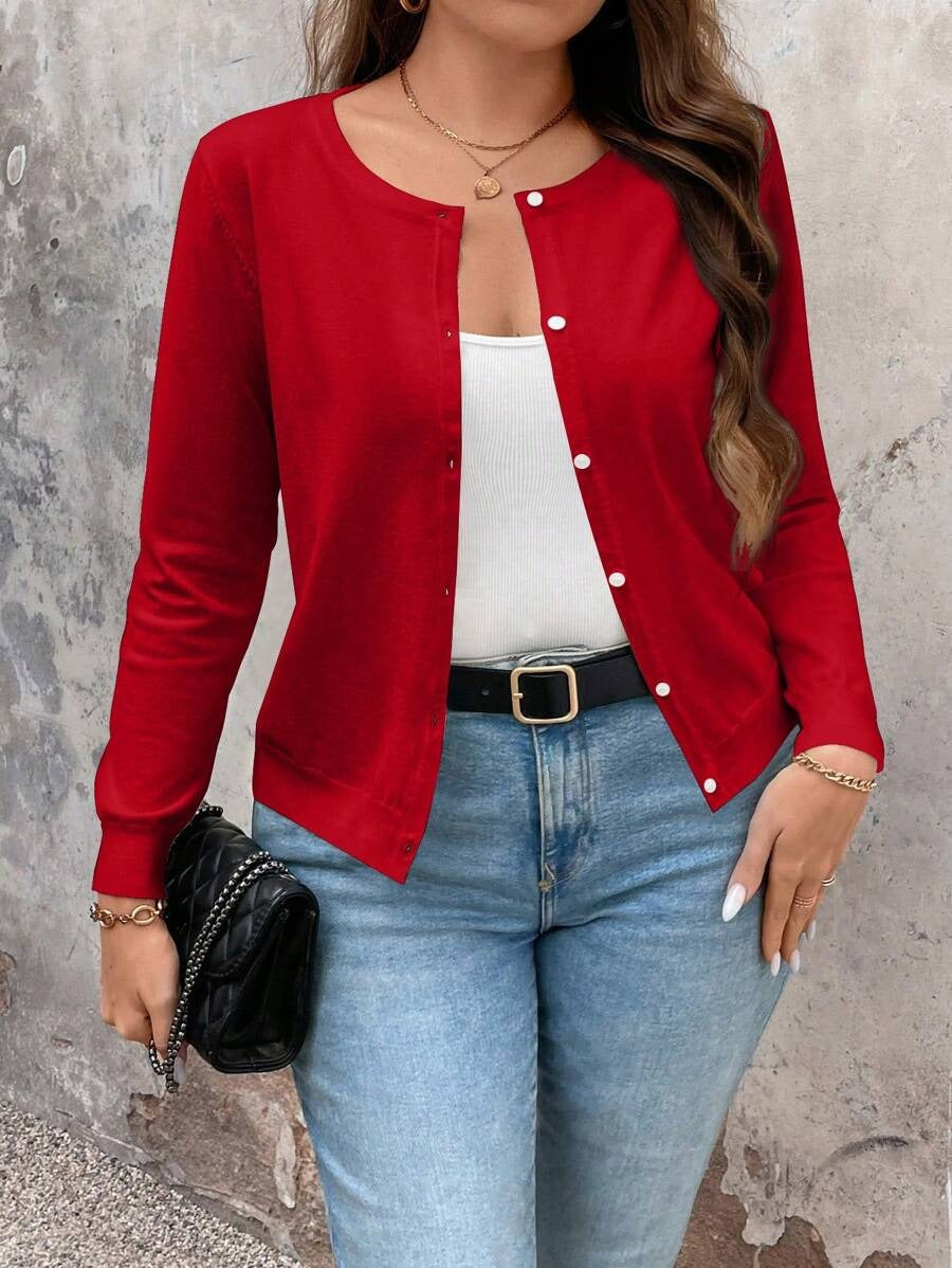 Damen Feine Strickjacke mit Knopfverschluss und eleganter Passform