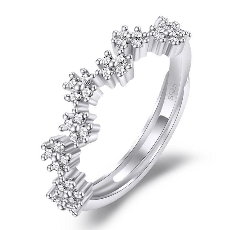Damen Zarter Ring aus hochwertigem 925er Silber mit funkelnden Zirkonia-Elementen Shop Nory