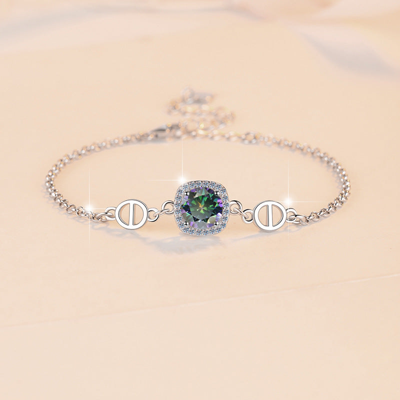 Damenarmband mit strahlend gelbem Kristall und funkelndem Zirkonia-Rahmen Shop Nory