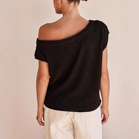 Damen lässiges Oversized Strickoberteil mit offener Schulterpartie