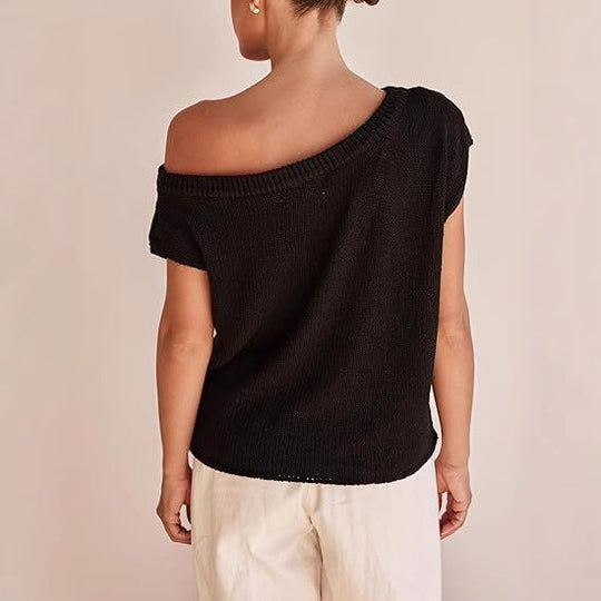Damen lässiges Oversized Strickoberteil mit offener Schulterpartie