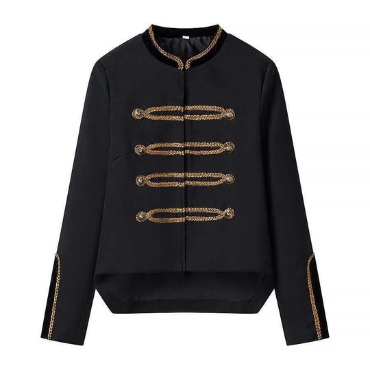 Damen Cropped-Militärjacke mit Zierkordel und Samtkragen Shop Nory
