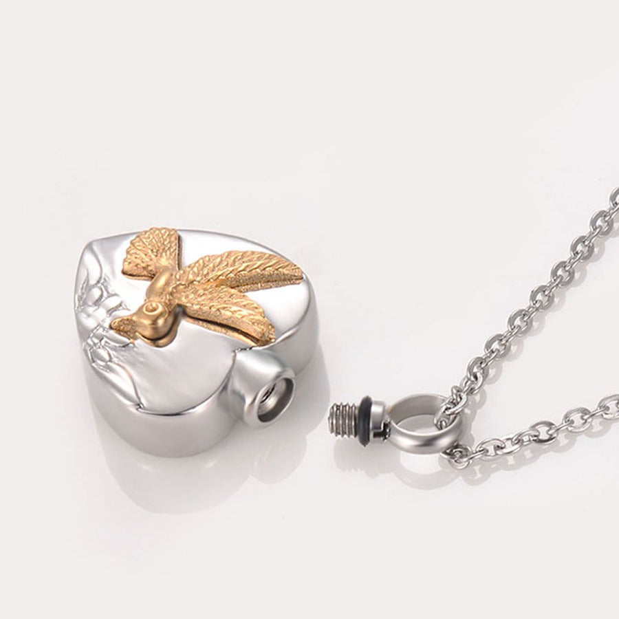 Damen Herzanhänger mit filigranem Vogelmotiv Shop Nory