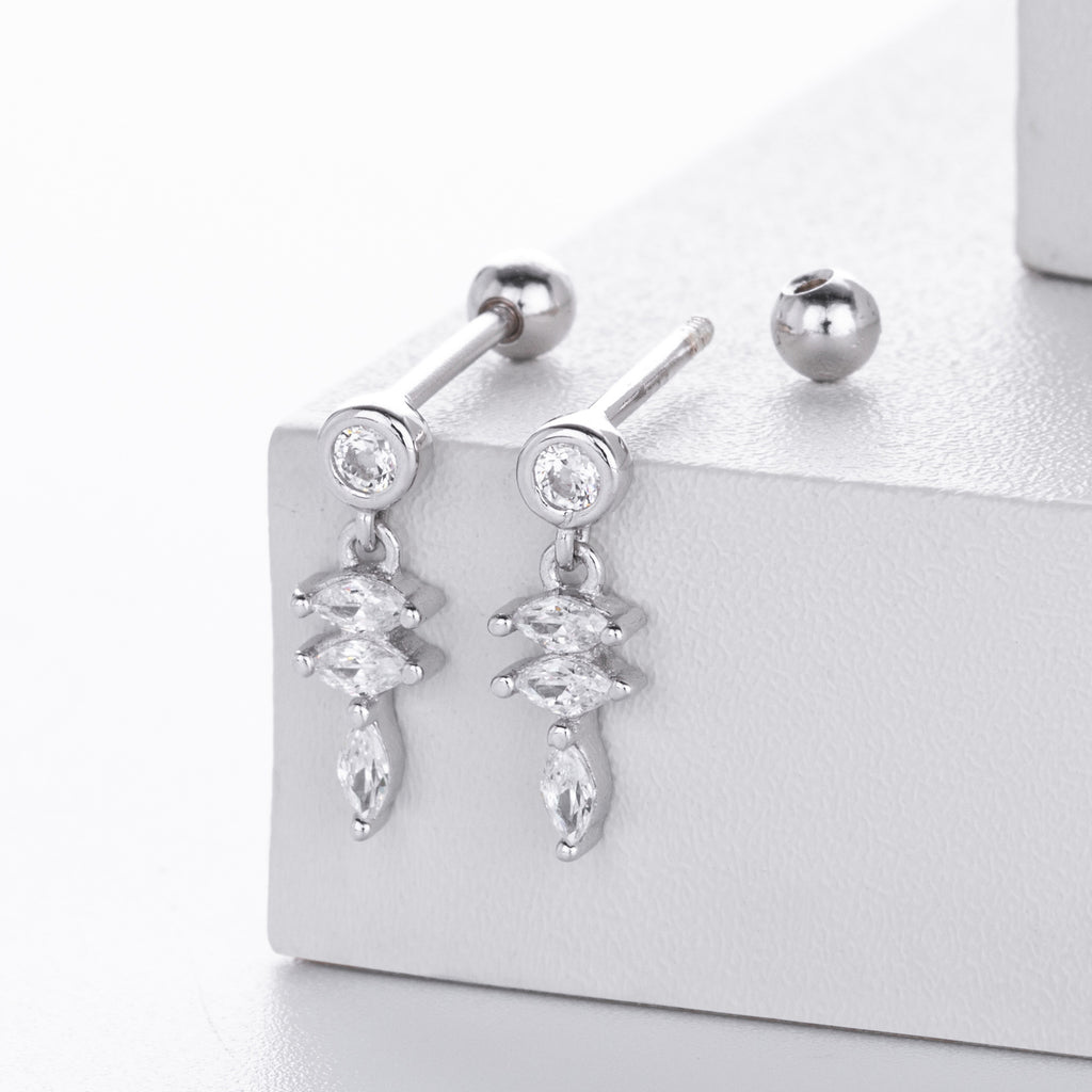 Damen Ohrstecker mit filigranem Zirkon-Akzent aus 925 Sterling Silber Shop Nory