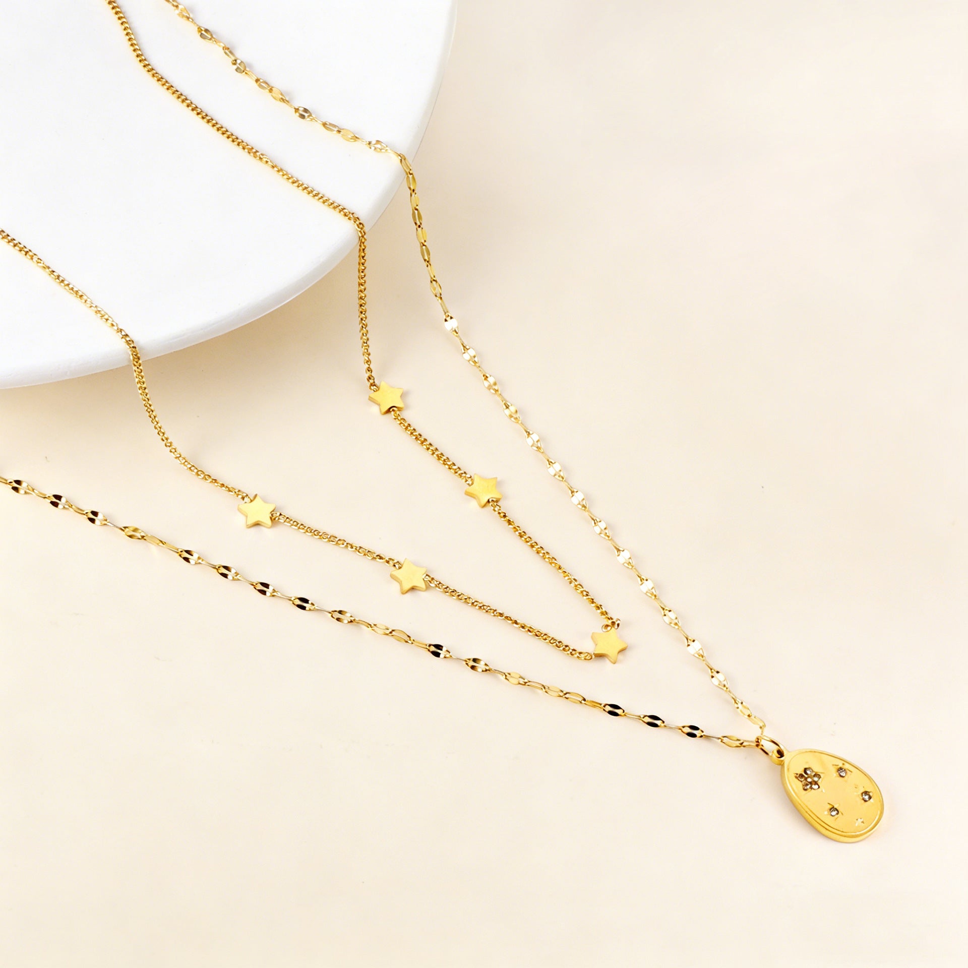 Damen mehrlagige Halskette mit Sternenanhängern und eleganter goldplattierter Oberfläche Shop Nory