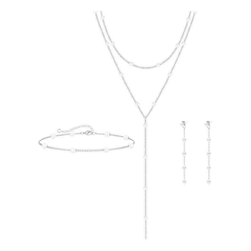 Damen Schmuckset mit zarten Perlen und filigranen Gliederketten Shop Nory