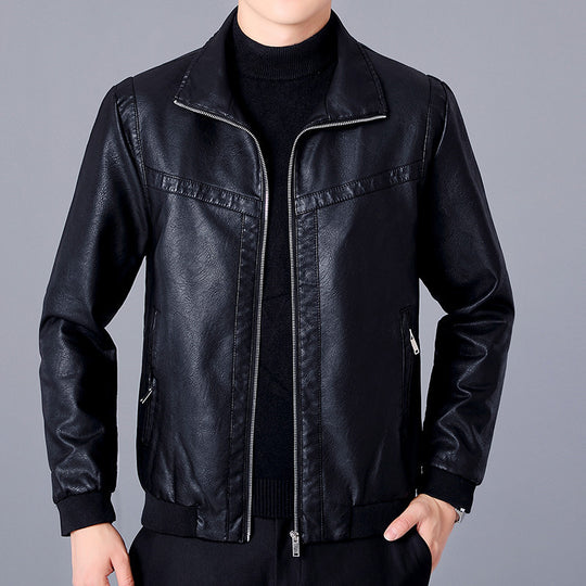 Herren Kunstleder-Bomberjacke im Aviator-Look mit Stehkragen und Reißverschluss Shop Nory