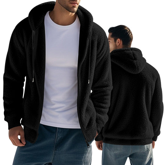 Herren nan Teddyfleece Kapuzenjacke mit Frontreißverschluss und Eingrifftaschen Shop Nory