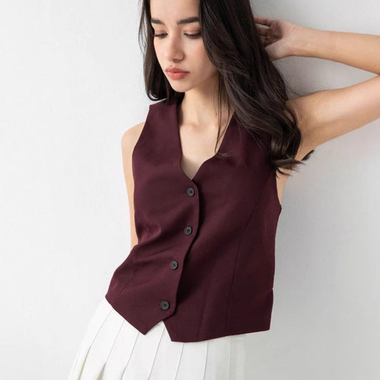 Damen elegante Weste mit modernem Schnitt und praktischen Knopfdetails