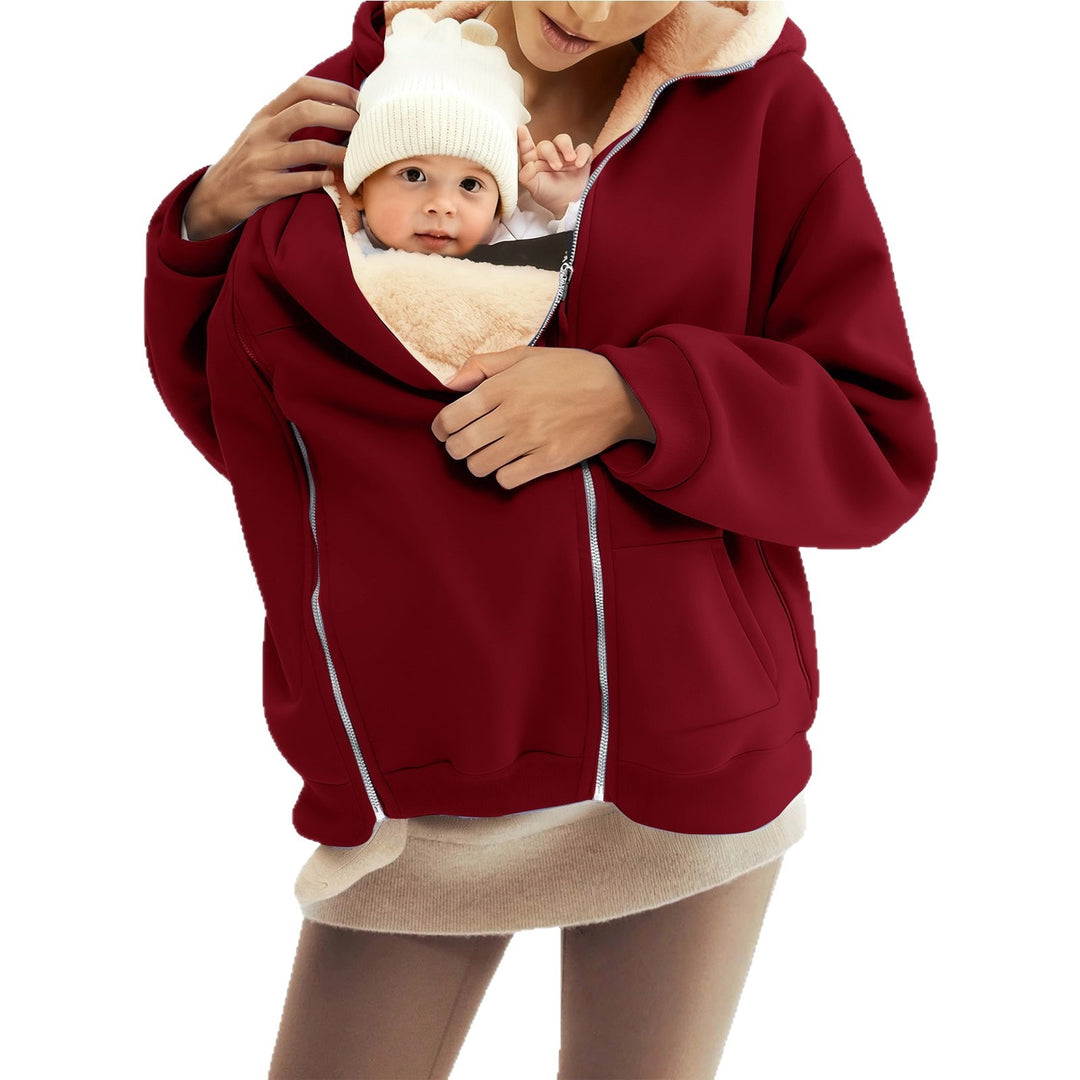 Damen nan Babytrage-Hoodie mit Teddyfutter und Zweiwege-Reißverschluss Shop Nory