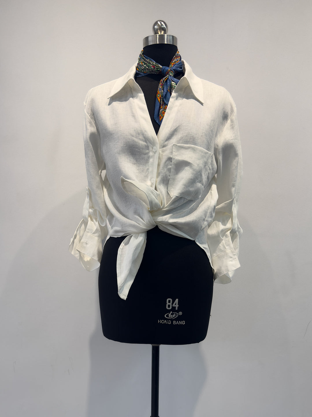 Damen Freizeit Knoten-Front Leinen Hemd Shop Nory