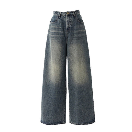 Damen Weite High-Waist Denim-Jeans im lässigen Stil