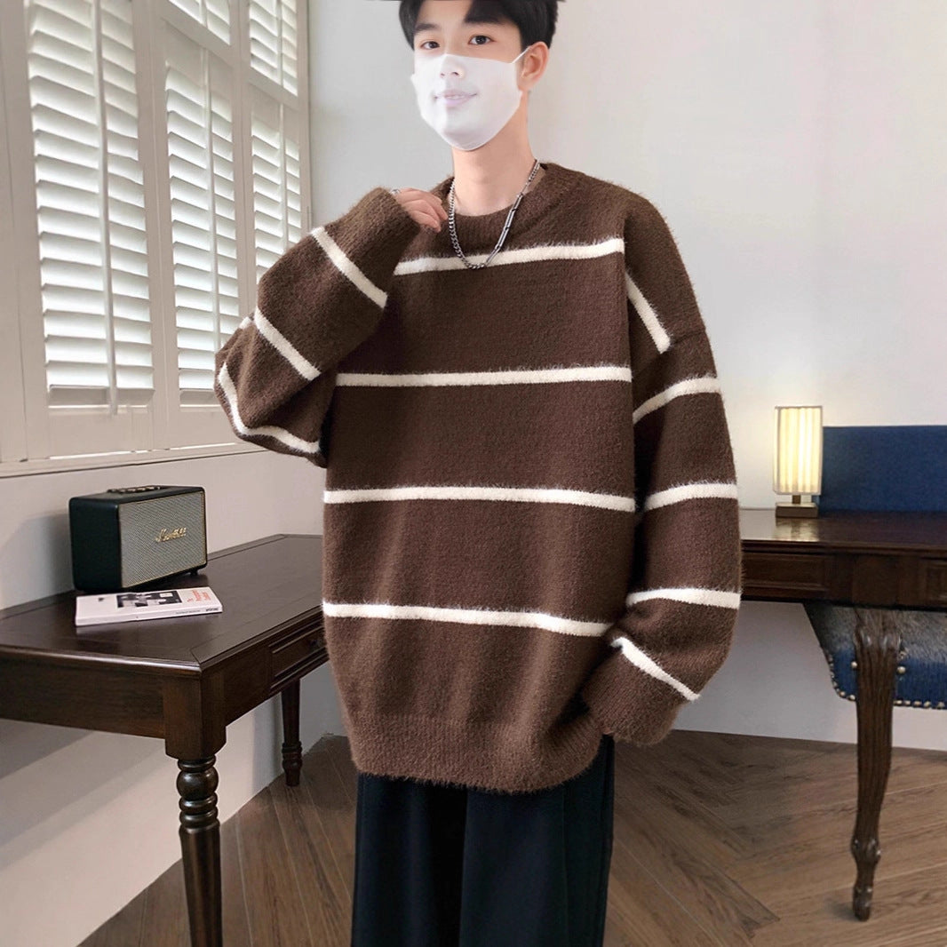 Unisex Oversized Strickpullover mit gestreiftem Design Shop Nory
