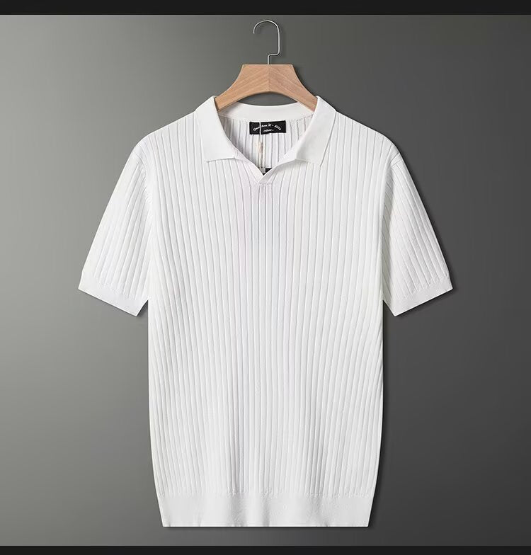 Herren Modisches Kurzarm-Strick Polohemd Shop Nory