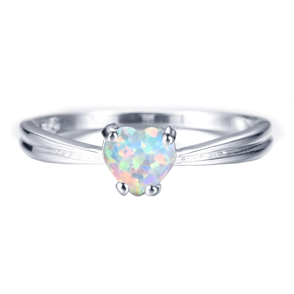 Damen Ring mit herzförmigem Opal und elegante Doppelband-Design Shop Nory