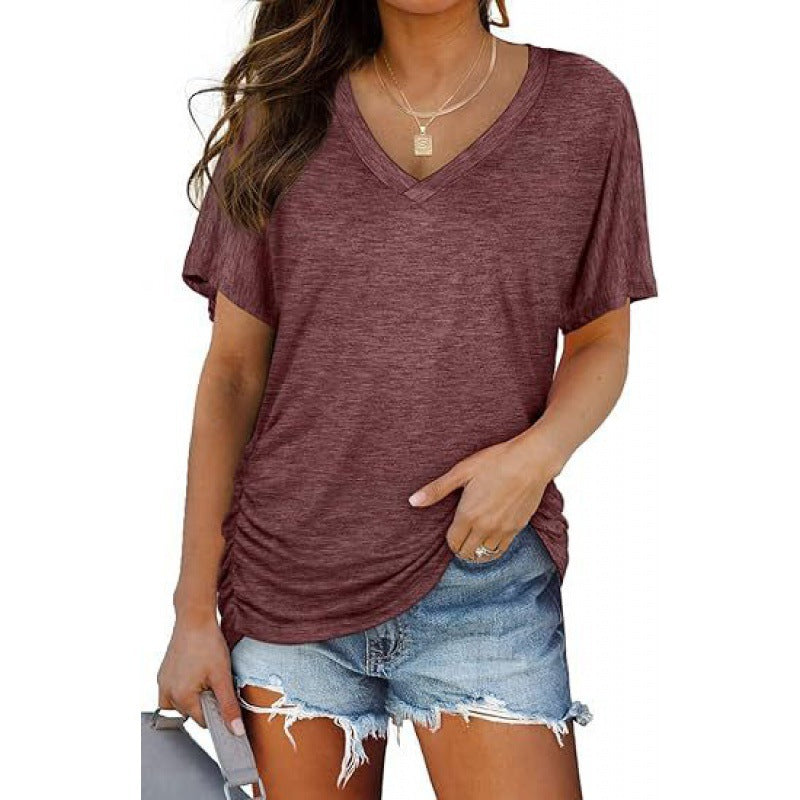 Damen V-Ausschnitt T-Shirt Aus Weichem Single Jersey