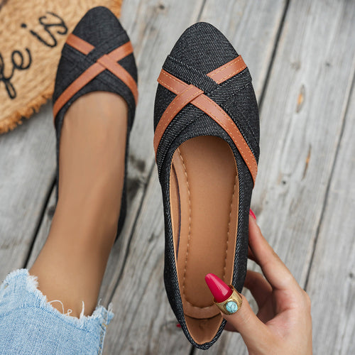 Damen elegante Ballerinas mit gekreuzten Riemen