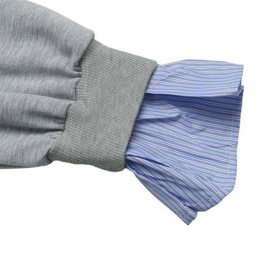 Damen Lagen-Look Sweatshirt mit eingearbeitetem Hemdsaum und Rüschenmanschetten Shop Nory